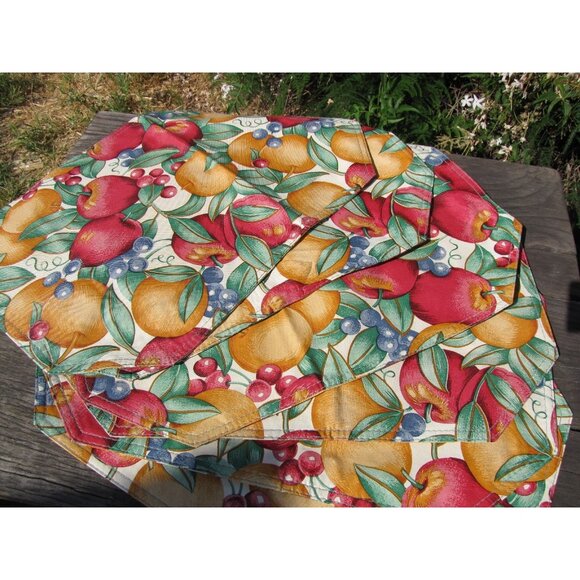Fall Harvest Vinyl Placemats Fruit Apples Colorful Washable 4 piece - Picture 5 of 7